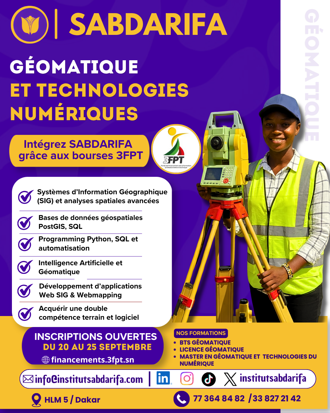 Formez-vous aux métiers de demain : L’institut SABDARIFA lance ses inscriptions en Géomatique et Technologies Numériques avec les bourses 3FPT !